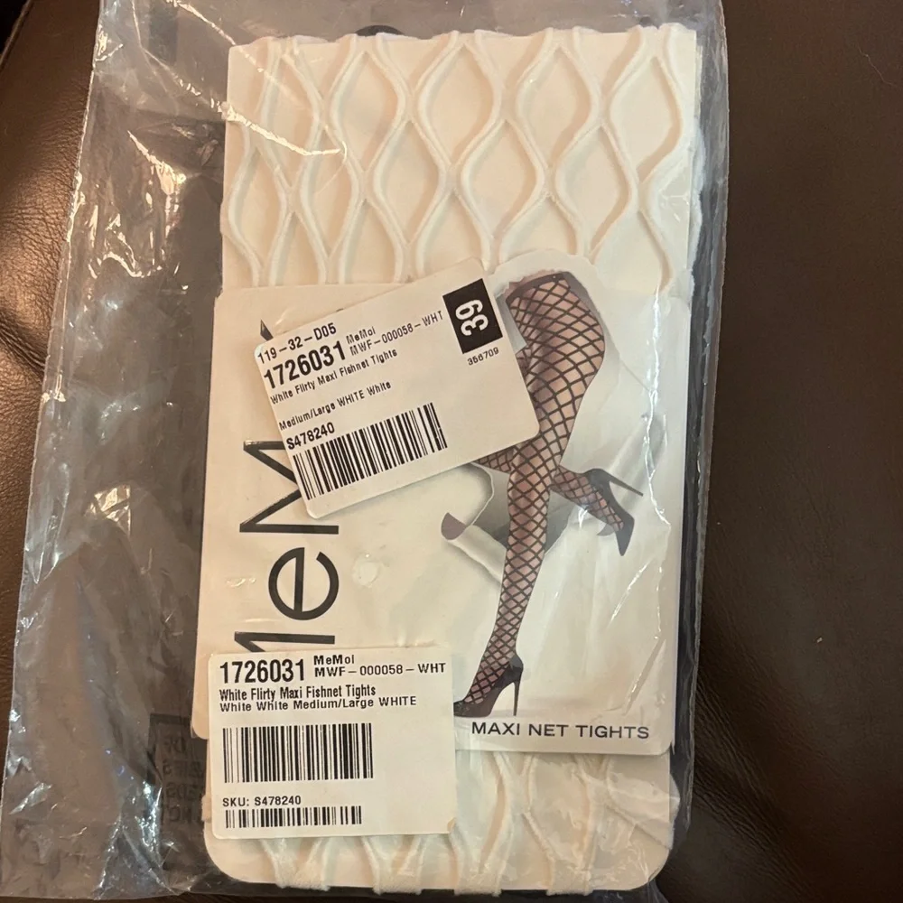 White Fishnet Tights MeMoi NWT M/L